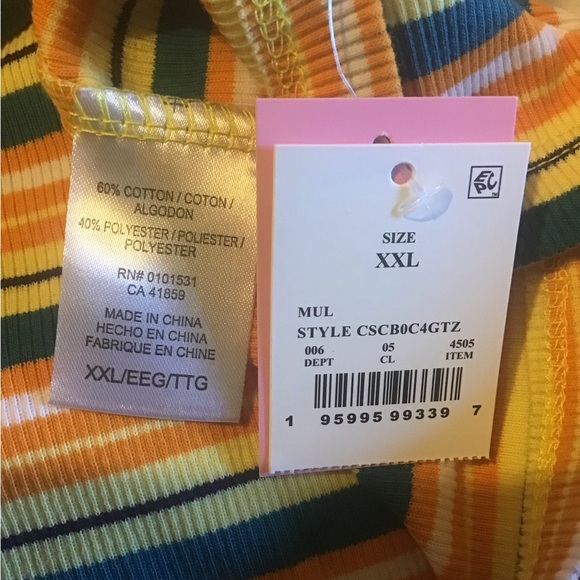 Care Bears XXL yellow striped plus size tank top NWT - Picture 4 of 9